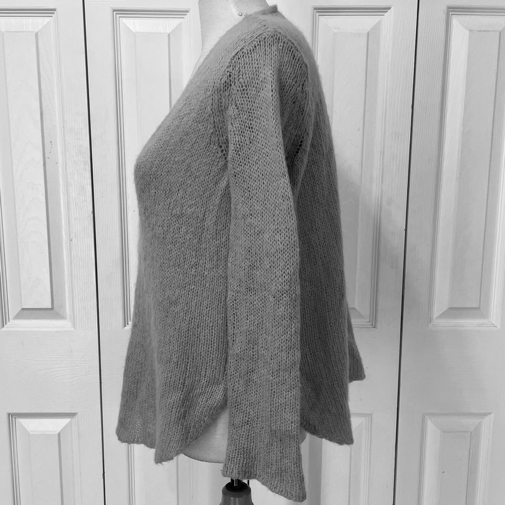 Wooden Ships Charcoal Light Weight V-Neck Mohair and Wool Blend Sweater - Picture 2 of 6